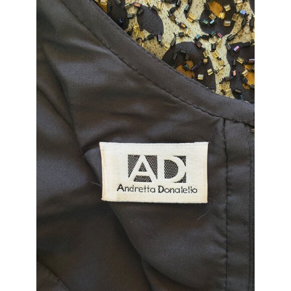 Vintage Andretta D. SILK Beaded Sleeveless Padded Blouse Draped Neck Swoop Large - Picture 8 of 8